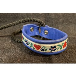 Kalocsai mintás bőr karkötő (sötétkék) 